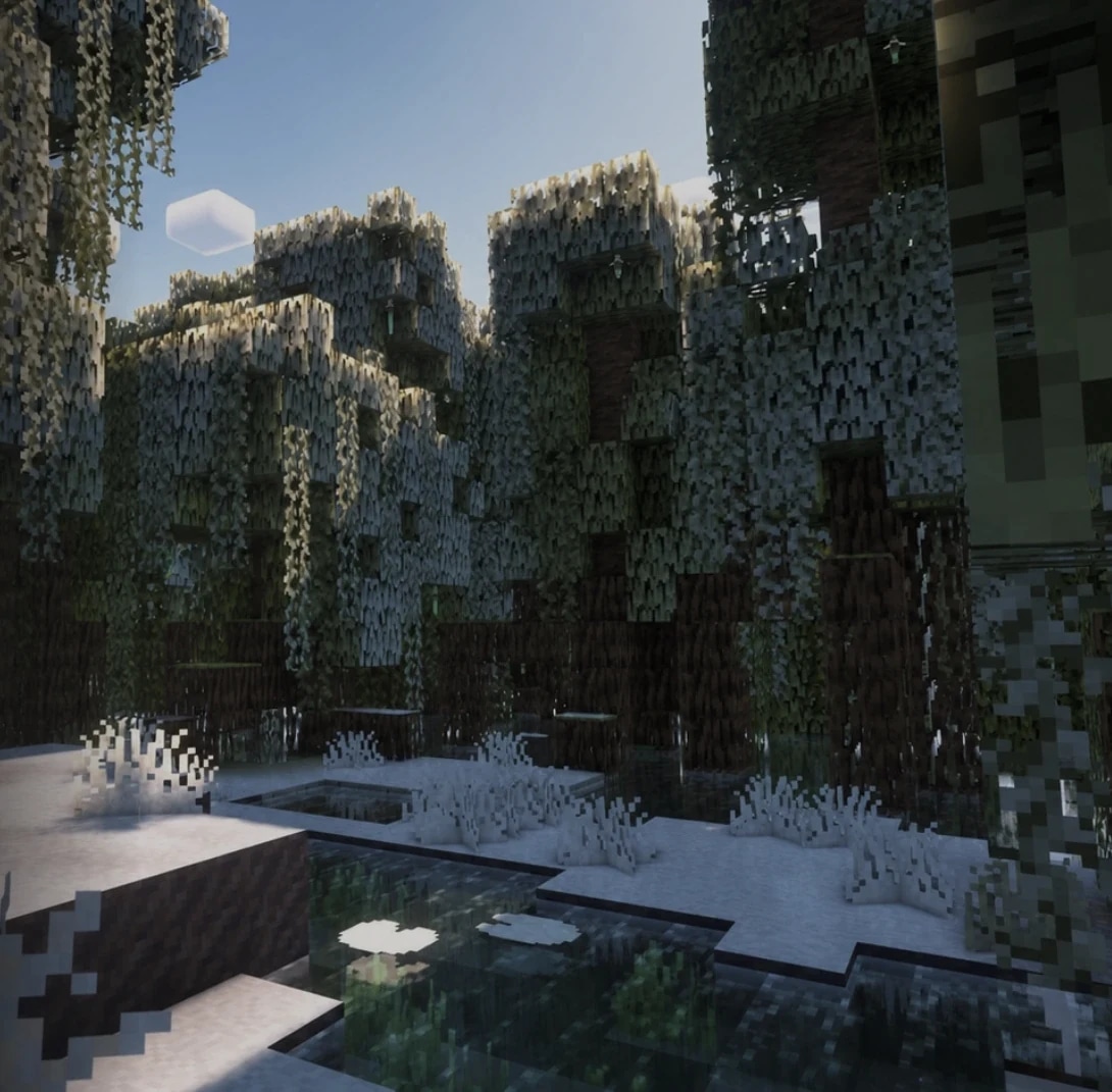 Тихий зимний лес Minecraft